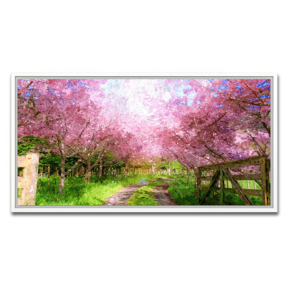 AUTO-MOCKUP WHITE | Cherry Blossom Lane | 1 Piece | White Framed Canvas | group=2x1