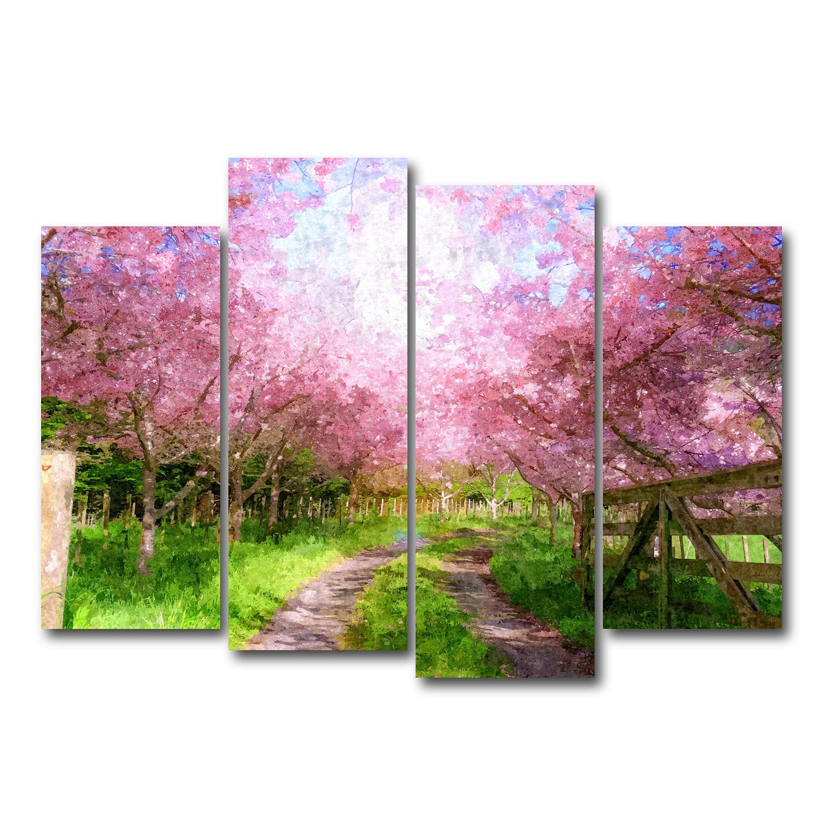 AUTO-MOCKUP WHITE | Cherry Blossom Lane | 4 Piece | Gallery Wrap Canvas | group=4_normal