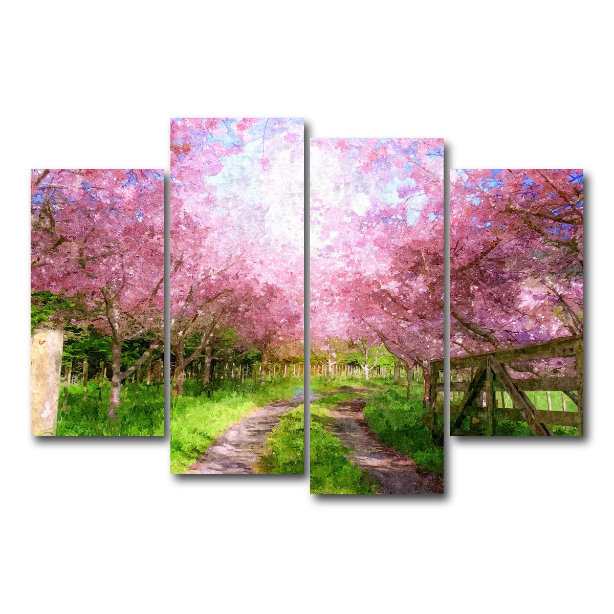 AUTO-MOCKUP WHITE | Cherry Blossom Lane | 4 Piece | Gallery Wrap Canvas | group=4_short
