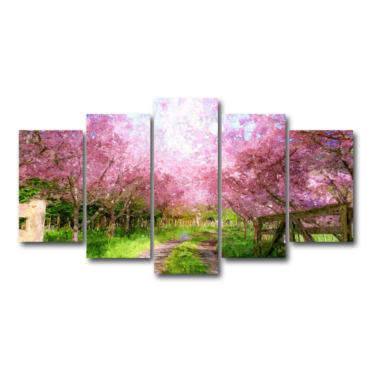 AUTO-MOCKUP WHITE | Cherry Blossom Lane | 5 Piece | Gallery Wrap Canvas | group=5_normal