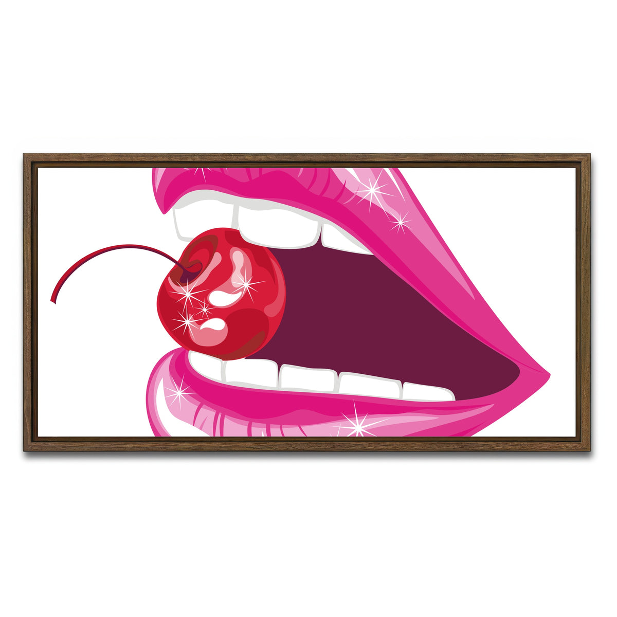 AUTO-MOCKUP WHITE | Cherry Lips | 1 Piece | Walnut Framed Canvas | group=2x1