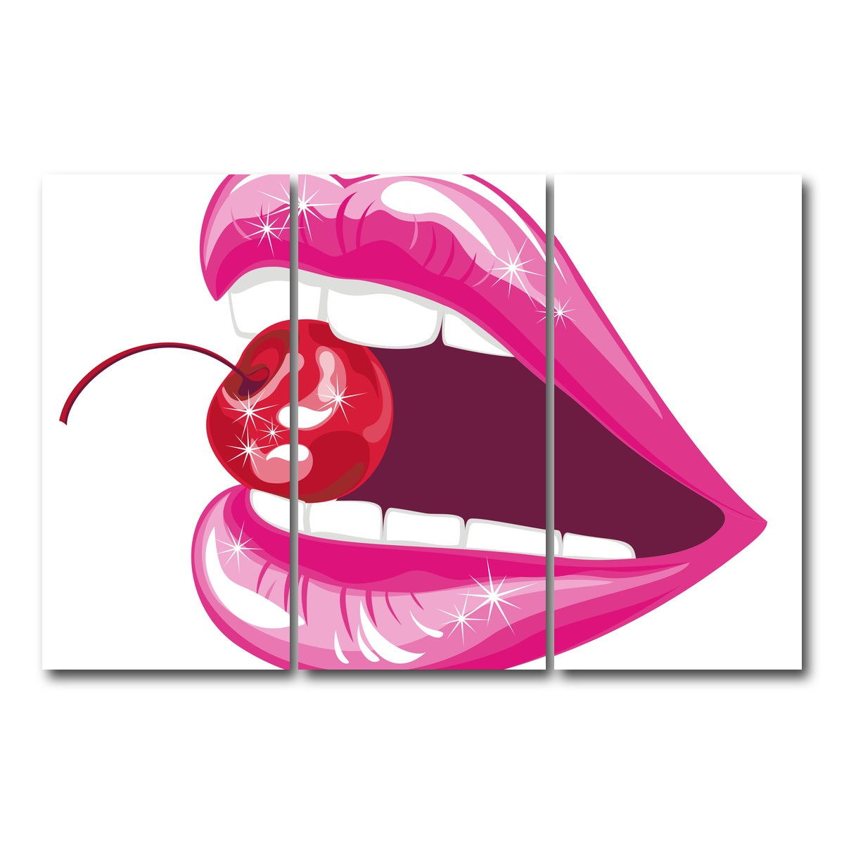 AUTO-MOCKUP WHITE | Cherry Lips | 3 Piece | Gallery Wrap Canvas | group=12x24
