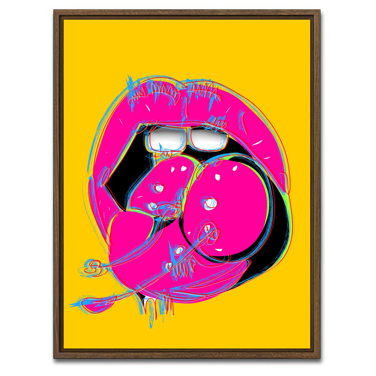 AUTO-MOCKUP WHITE | Cherry Mouth | 1 Piece | Walnut Framed Canvas | group=3x4