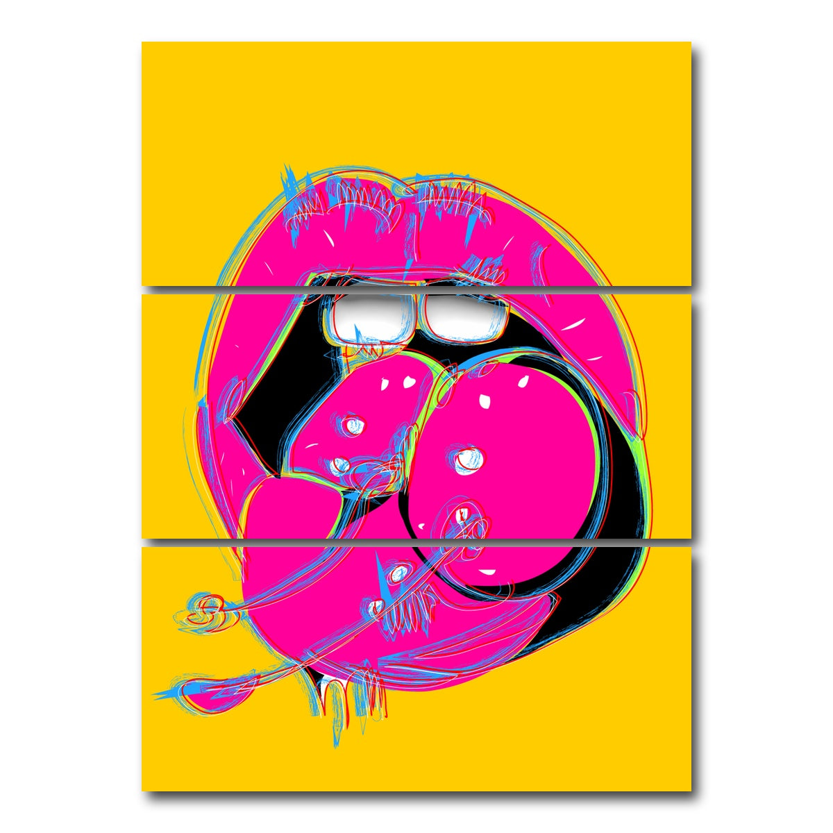 AUTO-MOCKUP WHITE | Cherry Mouth | 3 Piece | Gallery Wrap Canvas | group=8x18_stacked