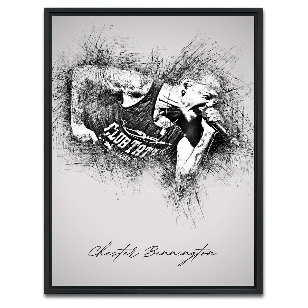 AUTO-MOCKUP WHITE | Chester Bennington Linkin Park | 1 Piece | Black Framed Canvas | group=3x4