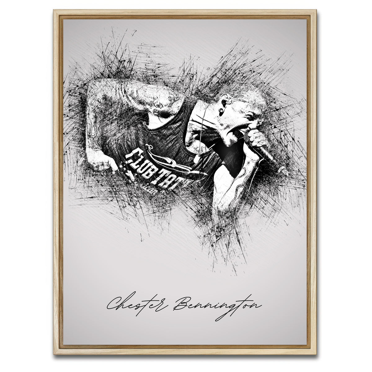 AUTO-MOCKUP WHITE | Chester Bennington Linkin Park | 1 Piece | Natural Framed Canvas | group=3x4