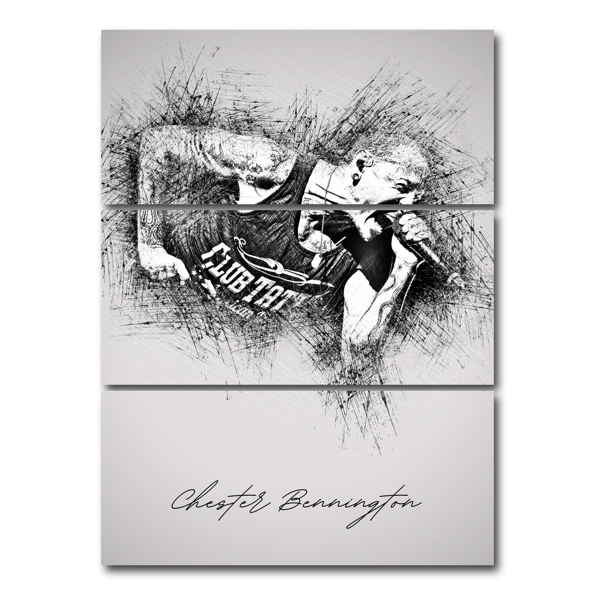 AUTO-MOCKUP WHITE | Chester Bennington Linkin Park | 3 Piece | Gallery Wrap Canvas | group=8x18_stacked
