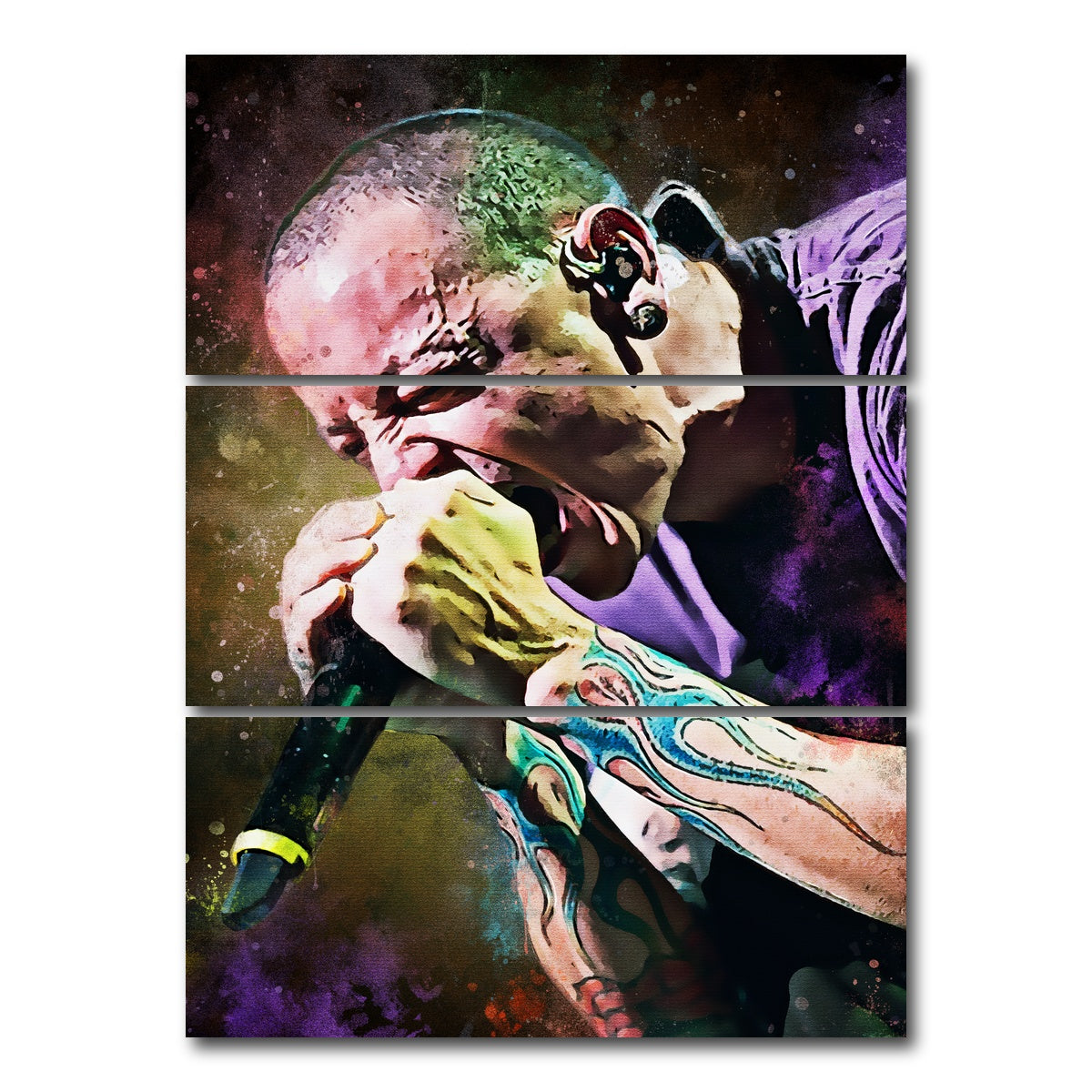AUTO-MOCKUP WHITE | Chester Bennington Paint | 3 Piece | Gallery Wrap Canvas | group=8x18_stacked
