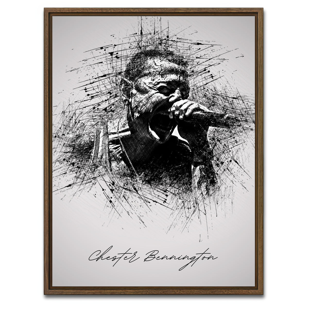 AUTO-MOCKUP WHITE | Chester Bennington Scream | 1 Piece | Walnut Framed Canvas | group=3x4