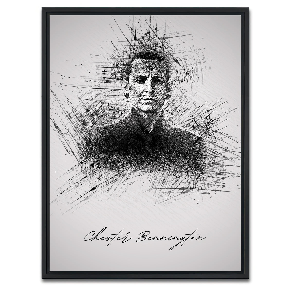 AUTO-MOCKUP WHITE | Chester Bennington Sketch | 1 Piece | Black Framed Canvas | group=3x4
