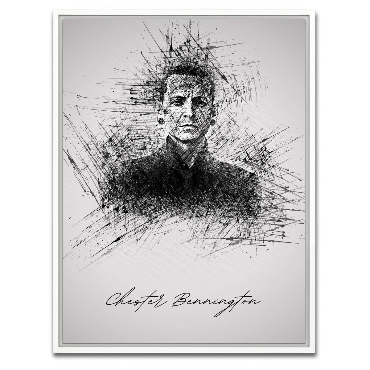 AUTO-MOCKUP WHITE | Chester Bennington Sketch | 1 Piece | White Framed Canvas | group=3x4