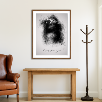 AUTO-MOCKUP ROOM | Chester Bennington with mic Wall Art