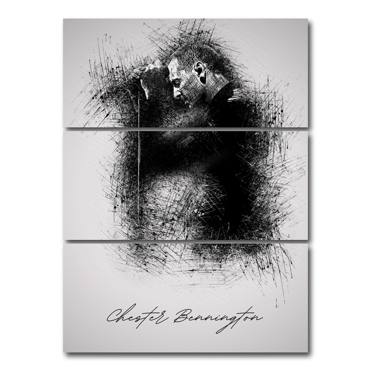 AUTO-MOCKUP WHITE | Chester Bennington With Mic | 3 Piece | Gallery Wrap Canvas | group=8x18_stacked