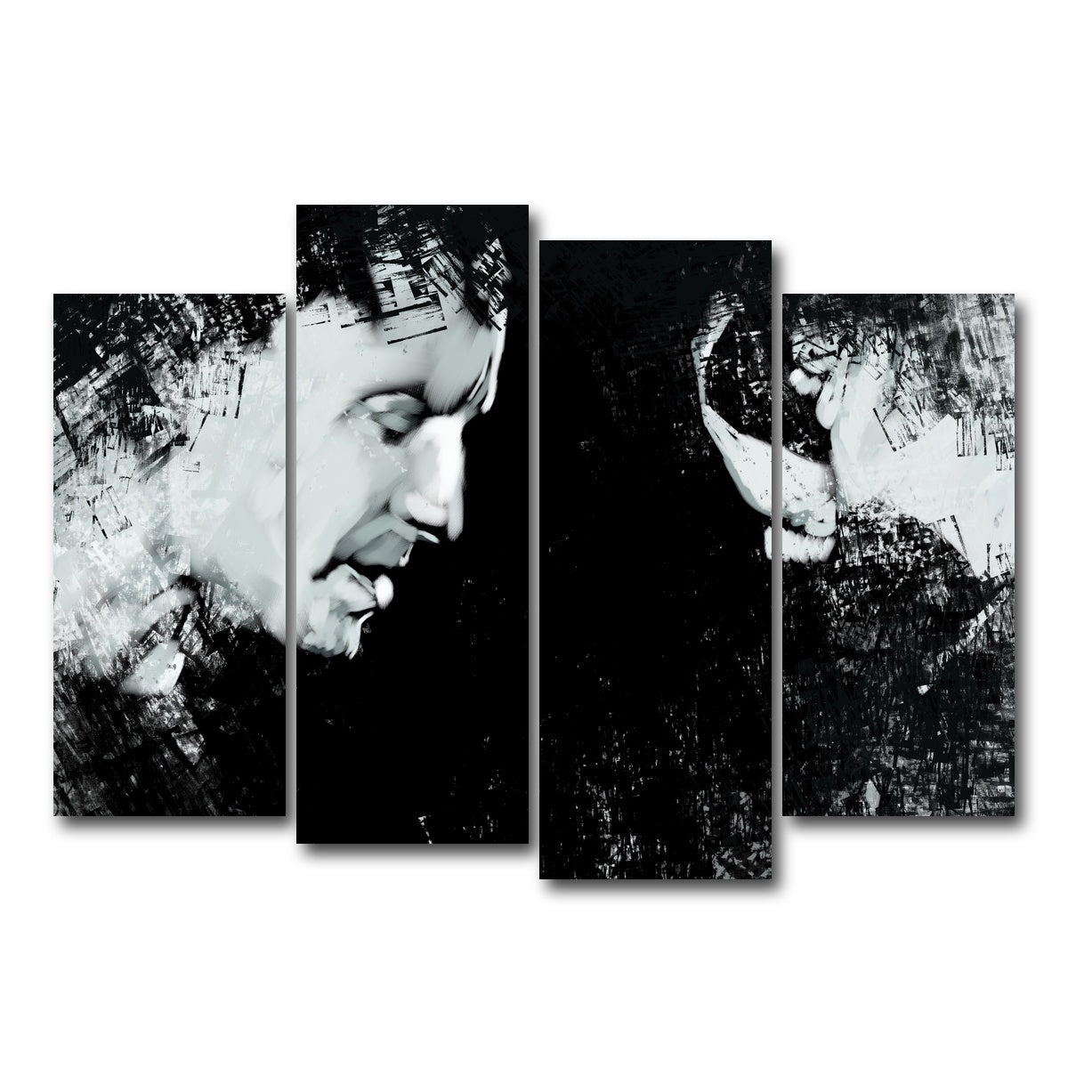 AUTO-MOCKUP WHITE | Chester Bennington | 4 Piece | Gallery Wrap Canvas | group=4_normal