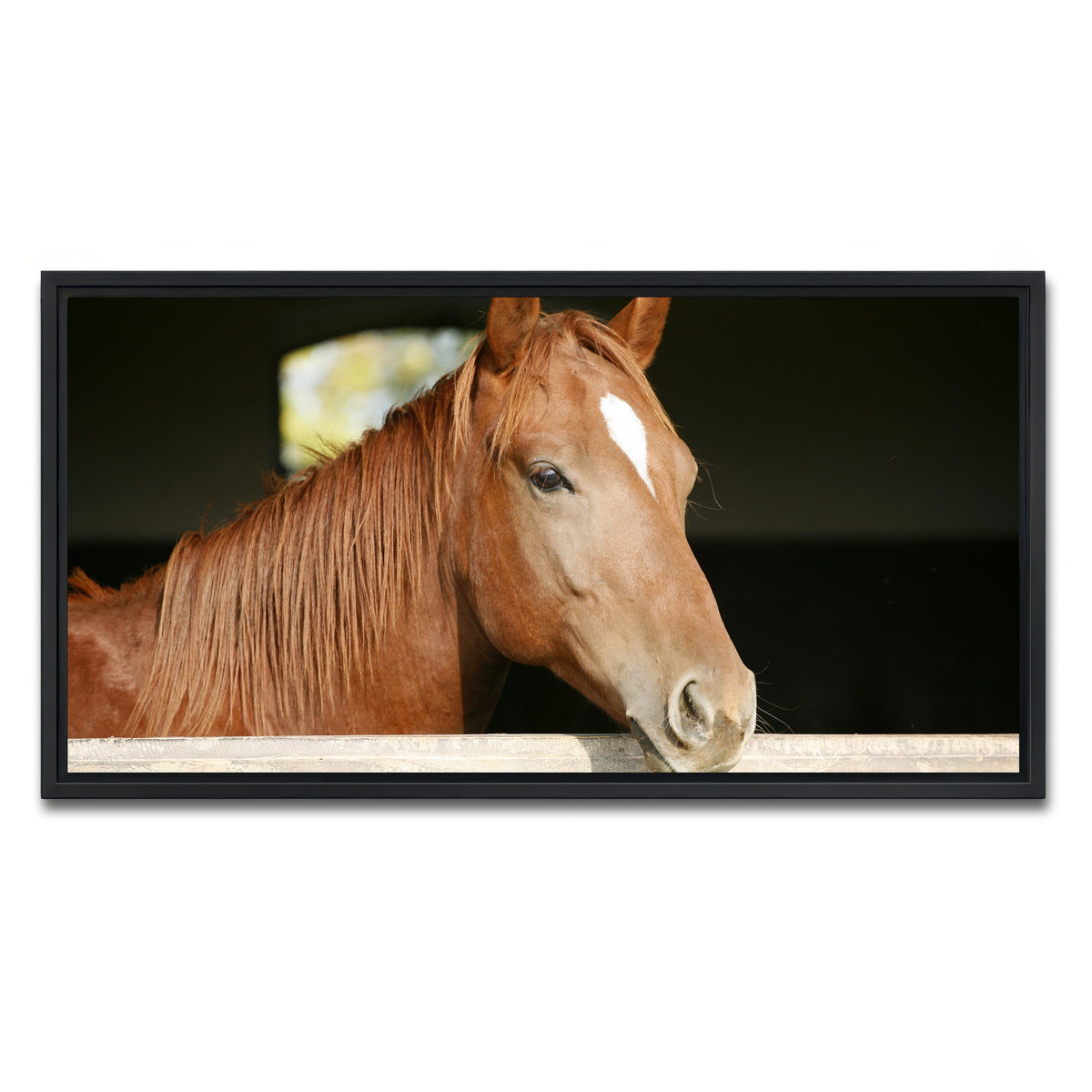 AUTO-MOCKUP WHITE | Chestnut horse | 1 Piece | Black Framed Canvas | group=2x1