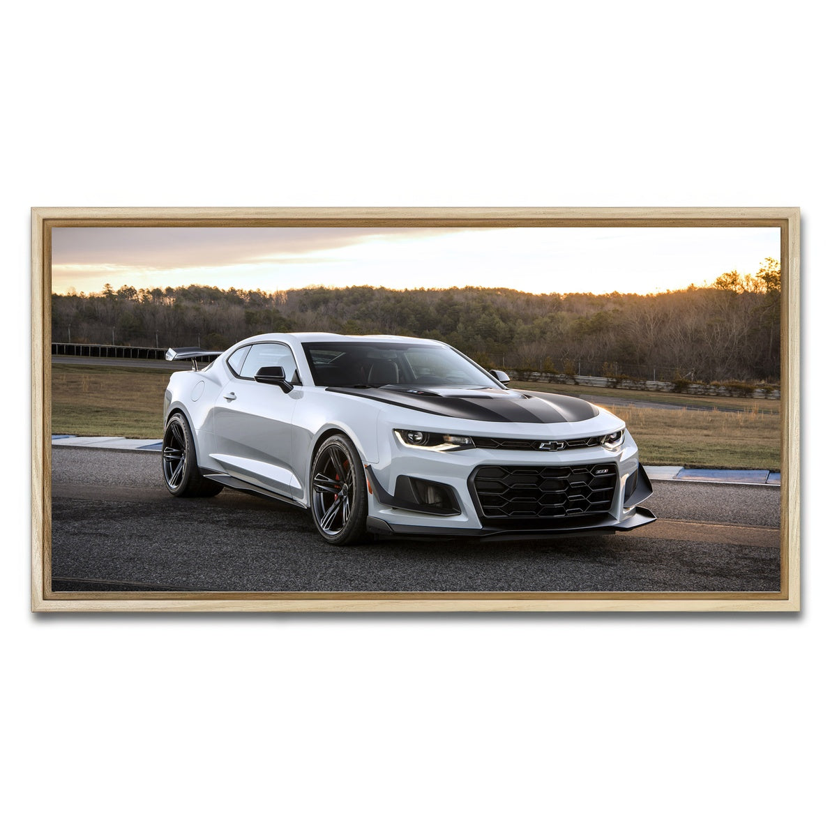 AUTO-MOCKUP WHITE | Chevy Camaro ZL1 | 1 Piece | Natural Framed Canvas | group=2x1