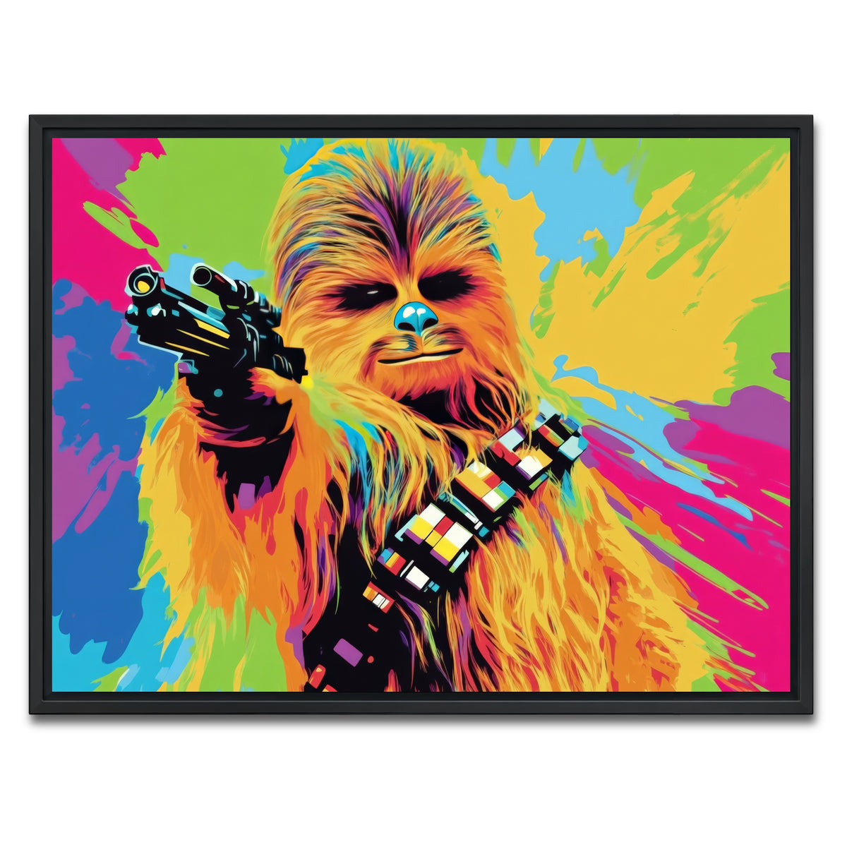 AUTO-MOCKUP WHITE | Chewbacca Color Splash | 1 Piece | Black Framed Canvas | group=4x3