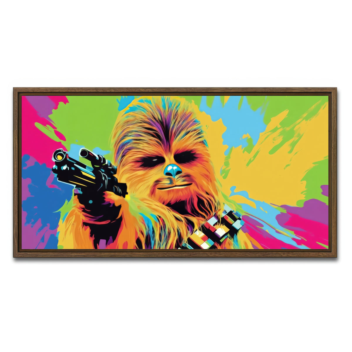 AUTO-MOCKUP WHITE | Chewbacca Color Splash | 1 Piece | Walnut Framed Canvas | group=2x1