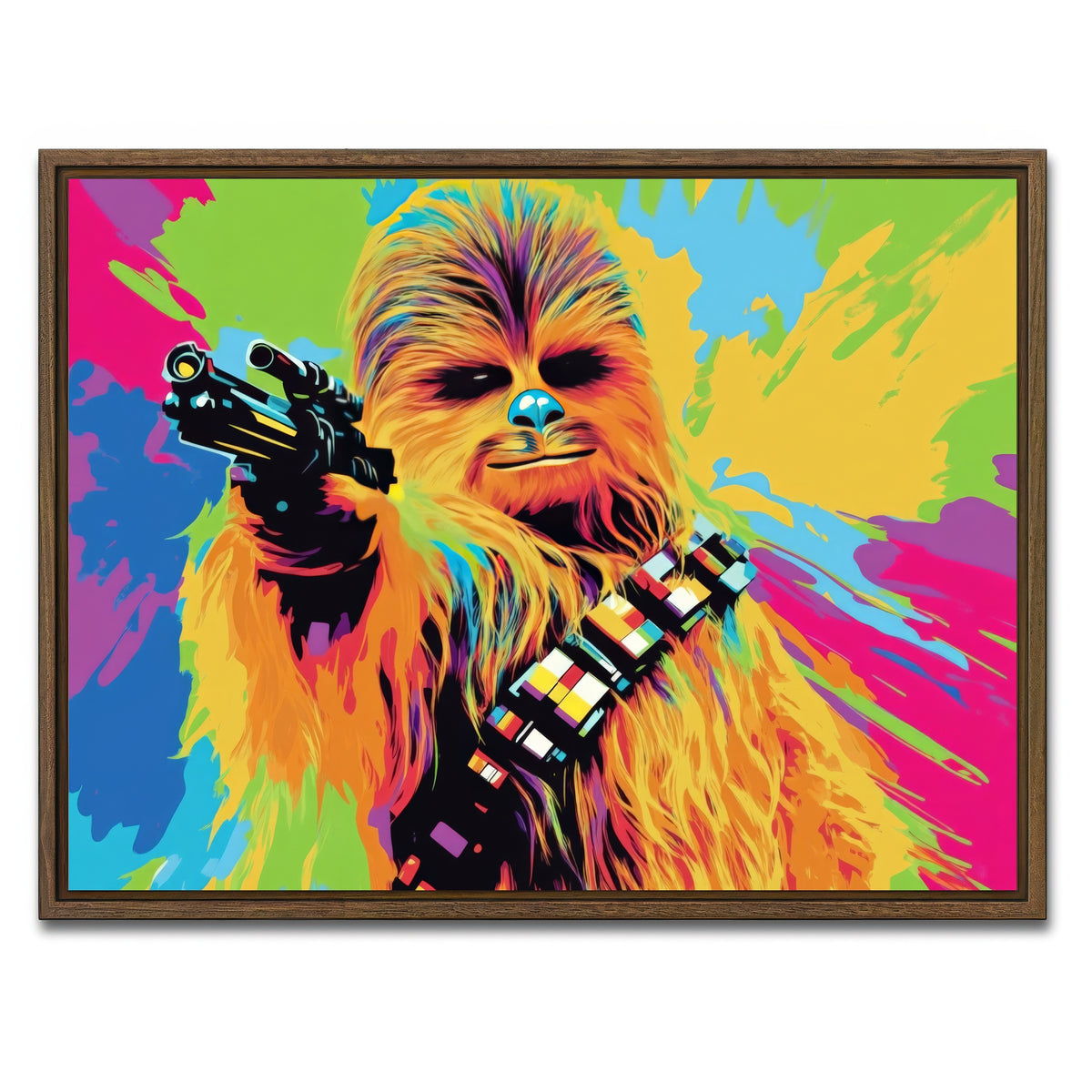 AUTO-MOCKUP WHITE | Chewbacca Color Splash | 1 Piece | Walnut Framed Canvas | group=4x3