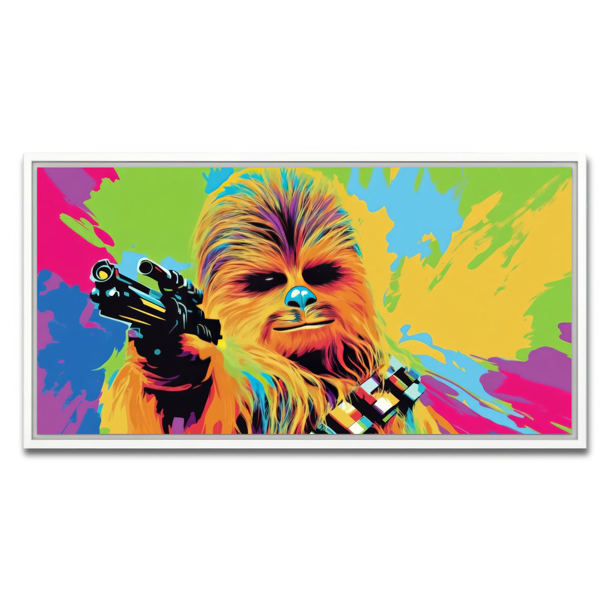 AUTO-MOCKUP WHITE | Chewbacca Color Splash | 1 Piece | White Framed Canvas | group=2x1