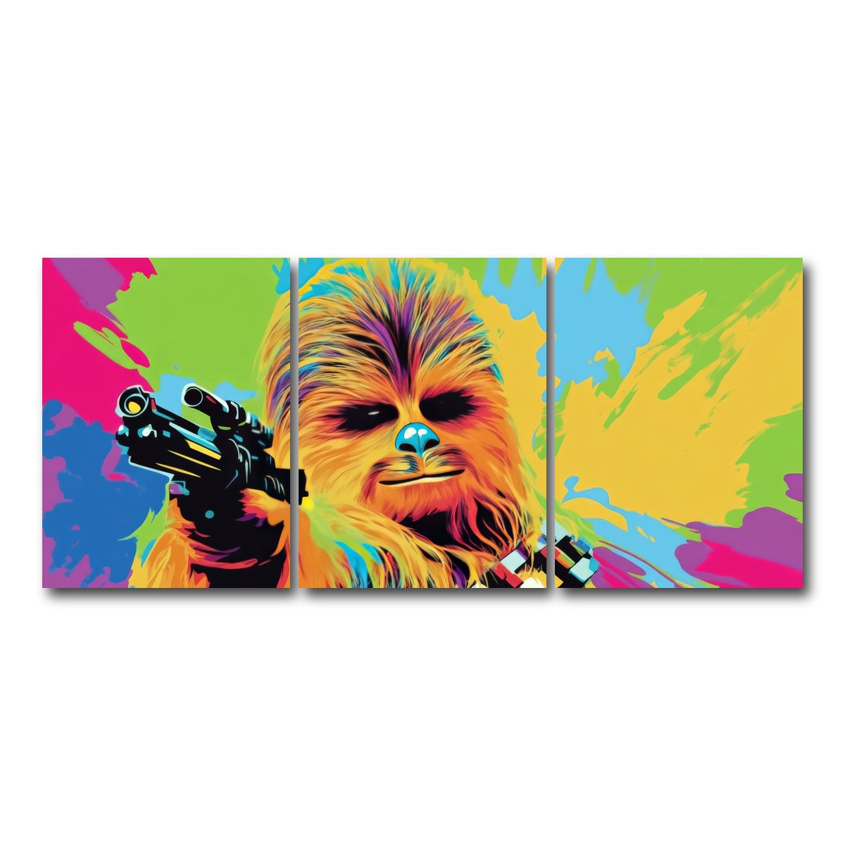 AUTO-MOCKUP WHITE | Chewbacca Color Splash | 3 Piece | Gallery Wrap Canvas | group=18x24