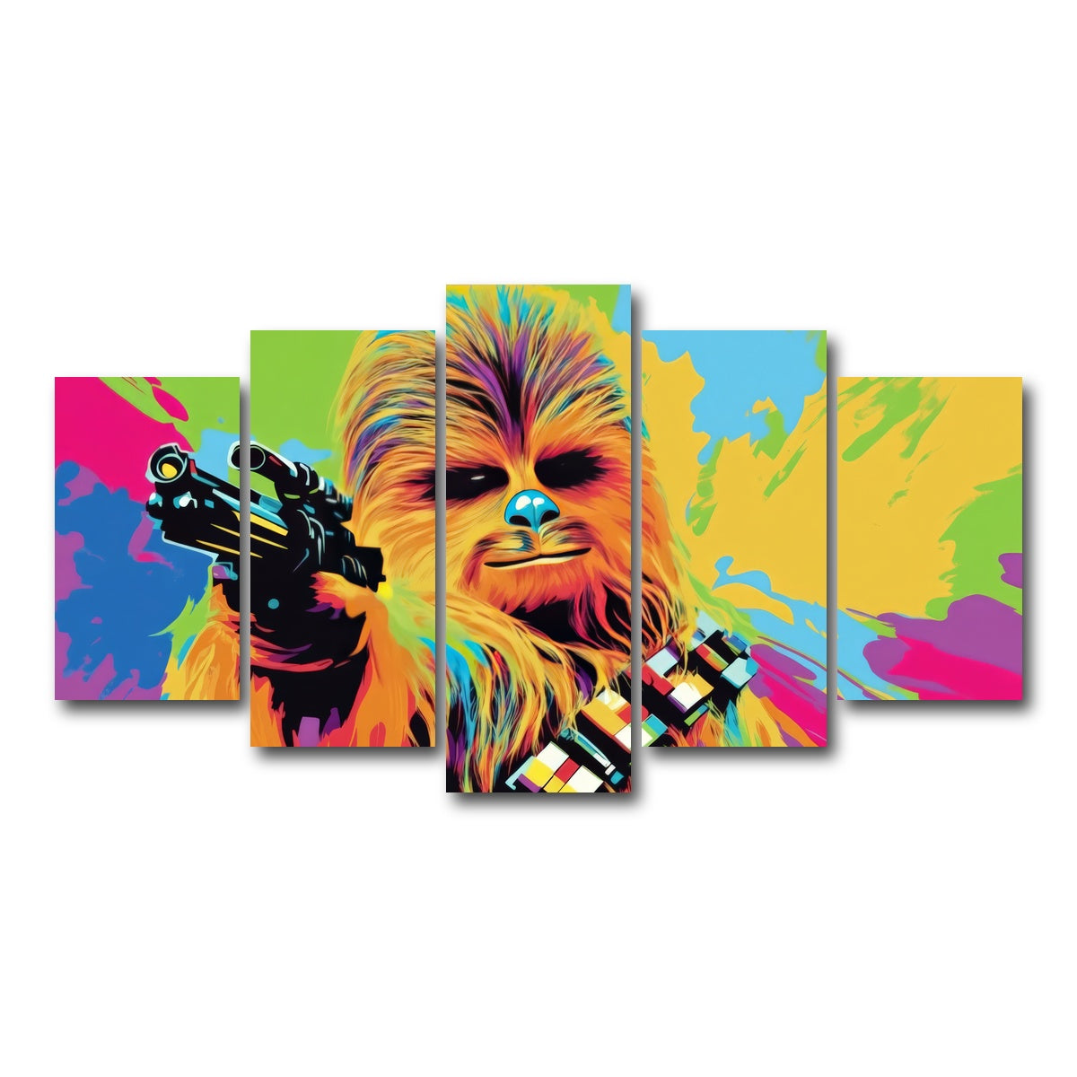 AUTO-MOCKUP WHITE | Chewbacca Color Splash | 5 Piece | Gallery Wrap Canvas | group=5_normal