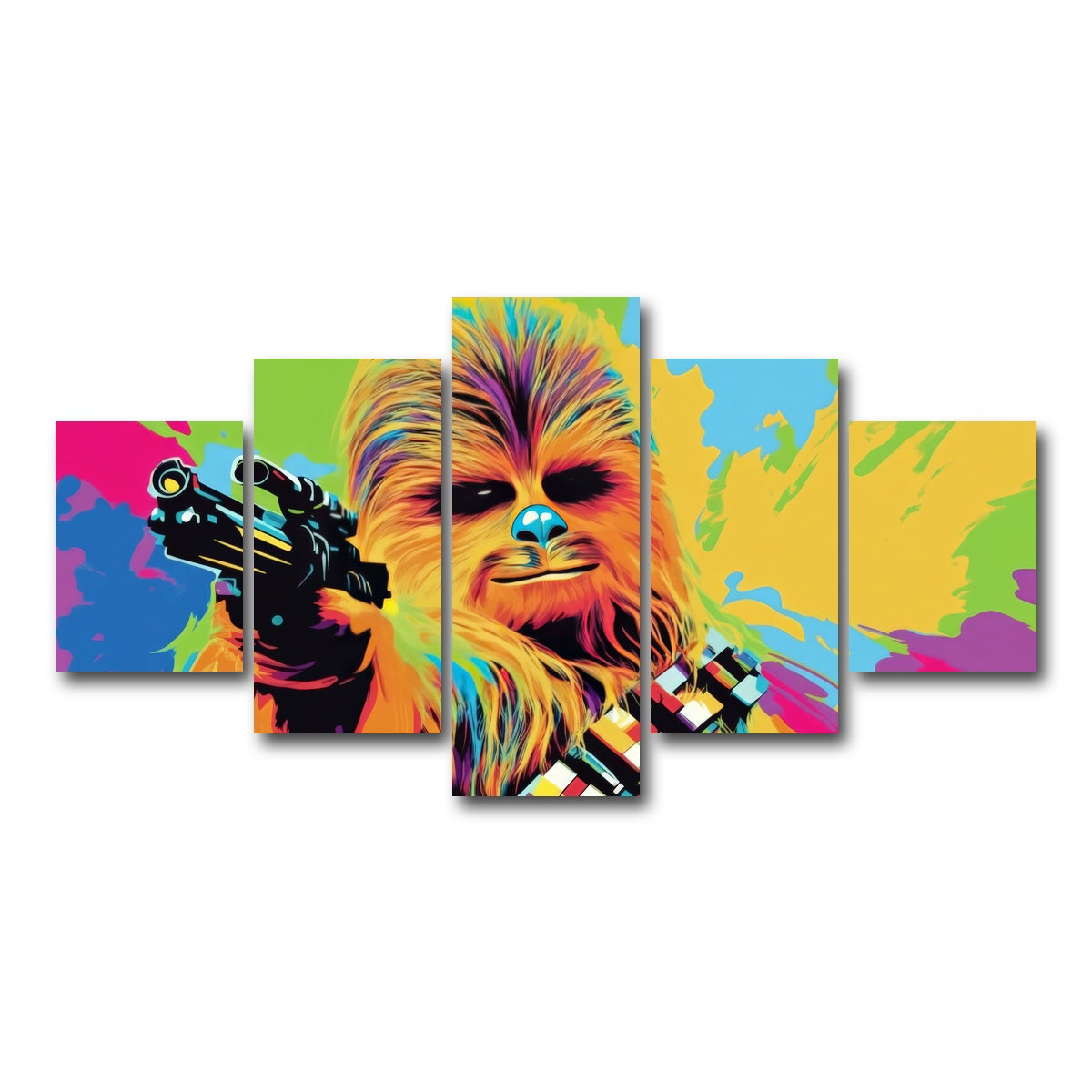 AUTO-MOCKUP WHITE | Chewbacca Color Splash | 5 Piece | Gallery Wrap Canvas | group=5_short