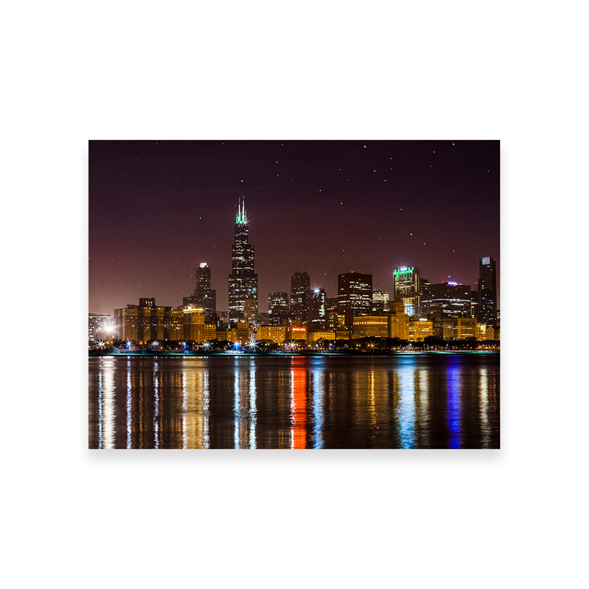 Chicago Skyline at Night Wall Art
