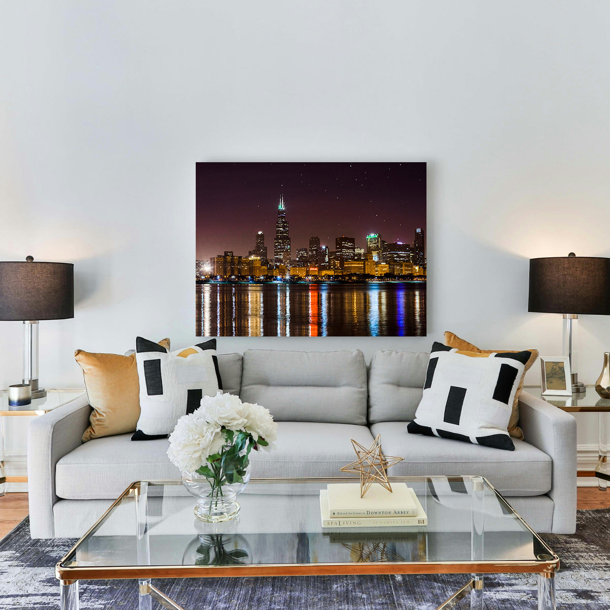 Chicago Skyline at Night Wall Art
