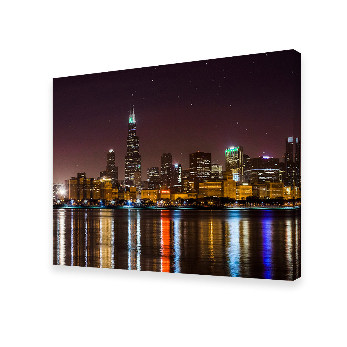Chicago Skyline at Night Wall Art
