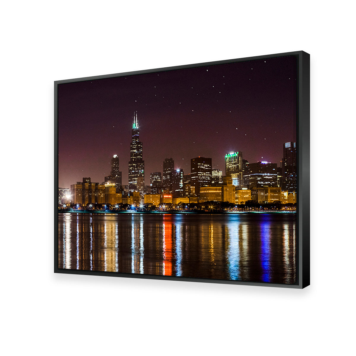 Chicago Skyline at Night Wall Art