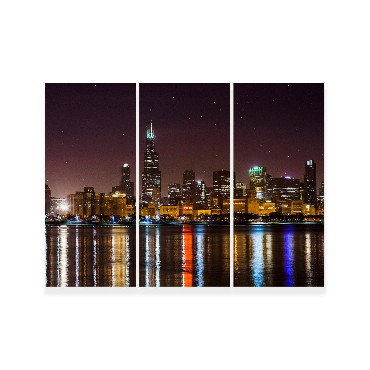 Chicago Skyline at Night Wall Art