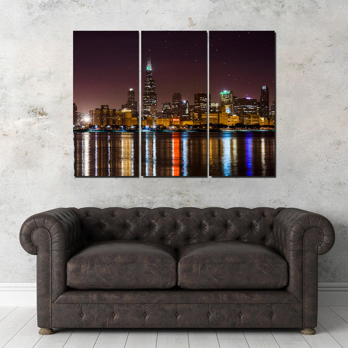 Chicago Skyline at Night Wall Art