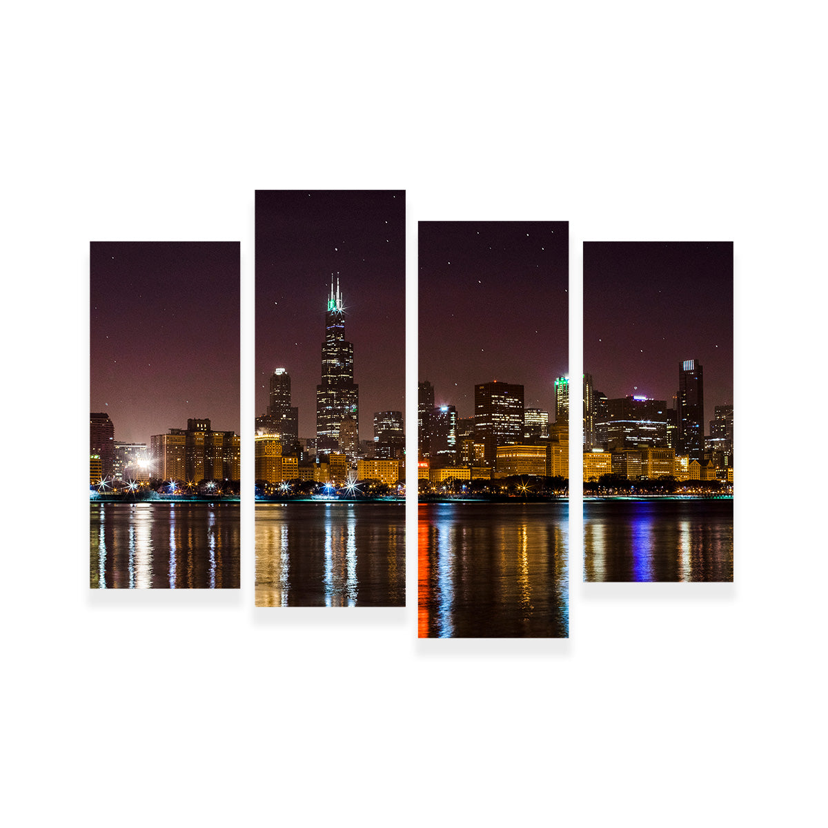Chicago Skyline at Night Wall Art