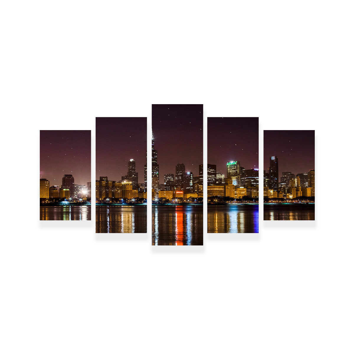 Chicago Skyline at Night Wall Art