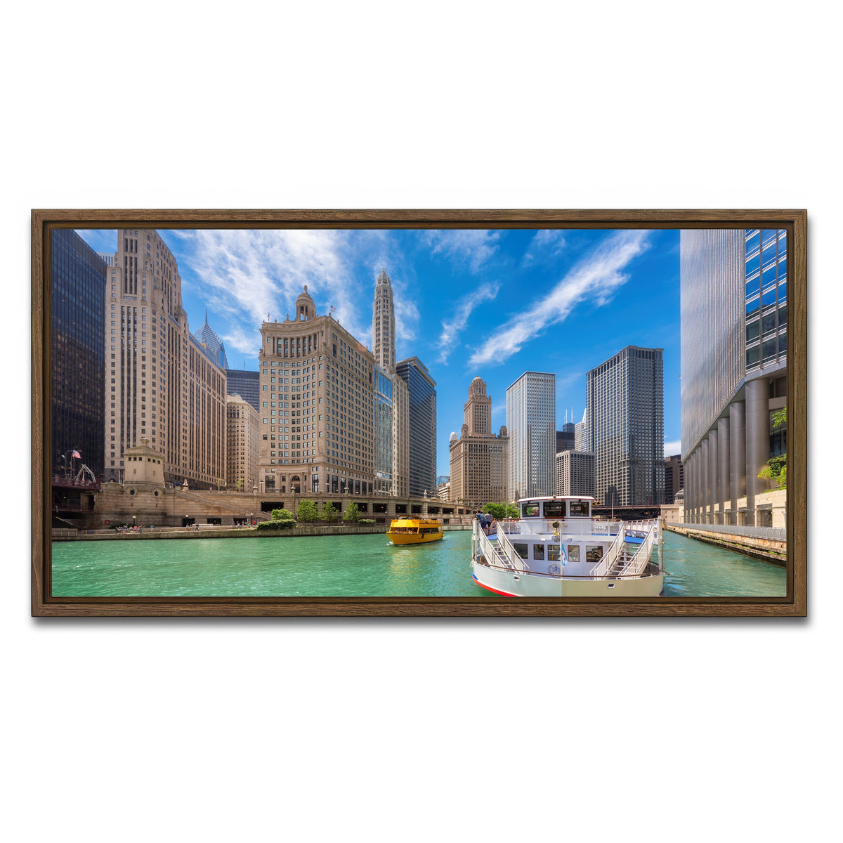 AUTO-MOCKUP WHITE | Chicago River | 1 Piece | Walnut Framed Canvas | group=2x1