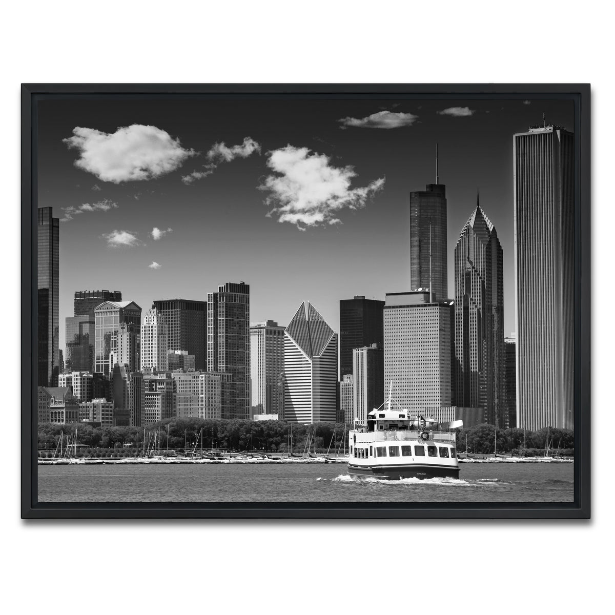 AUTO-MOCKUP WHITE | Chicago Skyline | 1 Piece | Black Framed Canvas | group=4x3