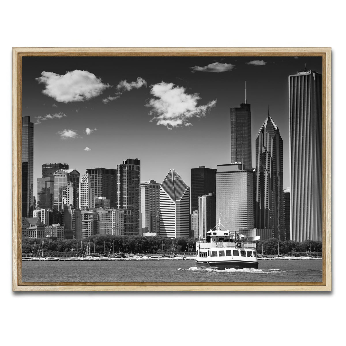 AUTO-MOCKUP WHITE | Chicago Skyline | 1 Piece | Natural Framed Canvas | group=4x3