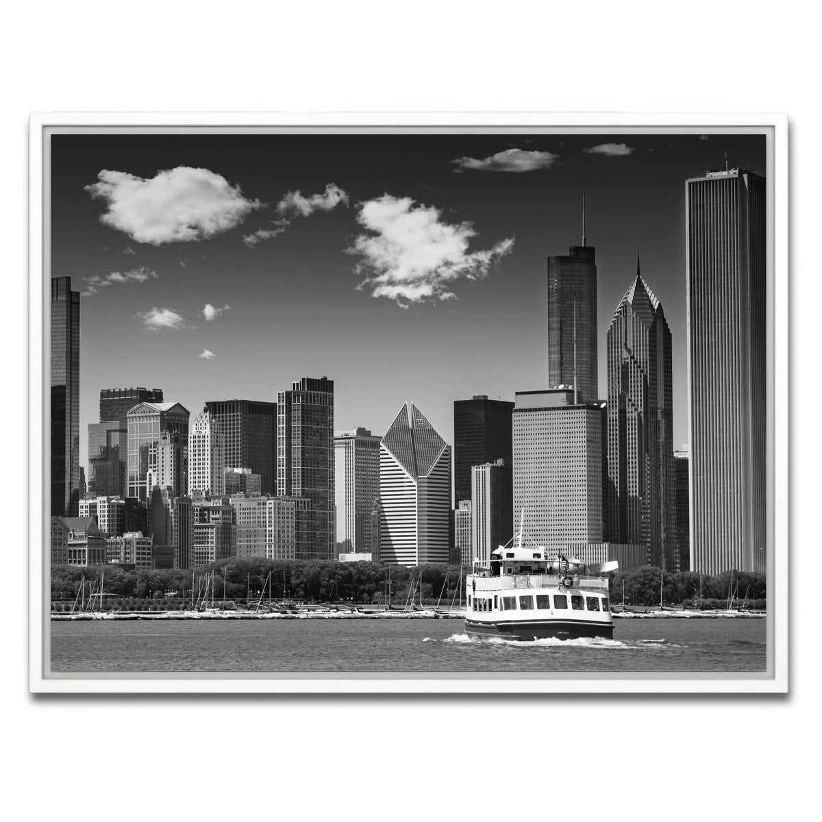 AUTO-MOCKUP WHITE | Chicago Skyline | 1 Piece | White Framed Canvas | group=4x3