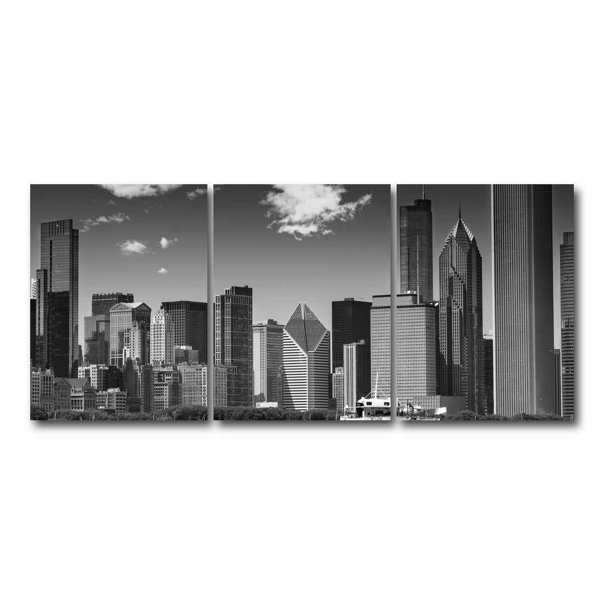 AUTO-MOCKUP WHITE | Chicago Skyline | 3 Piece | Gallery Wrap Canvas | group=18x24