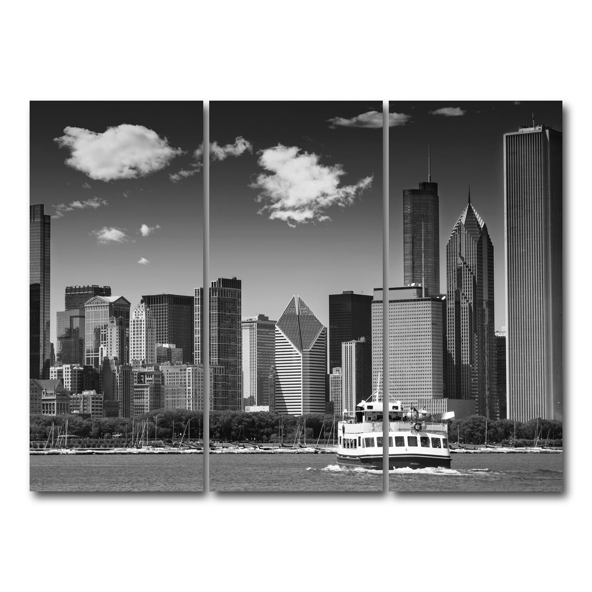AUTO-MOCKUP WHITE | Chicago Skyline | 3 Piece | Gallery Wrap Canvas | group=8x18