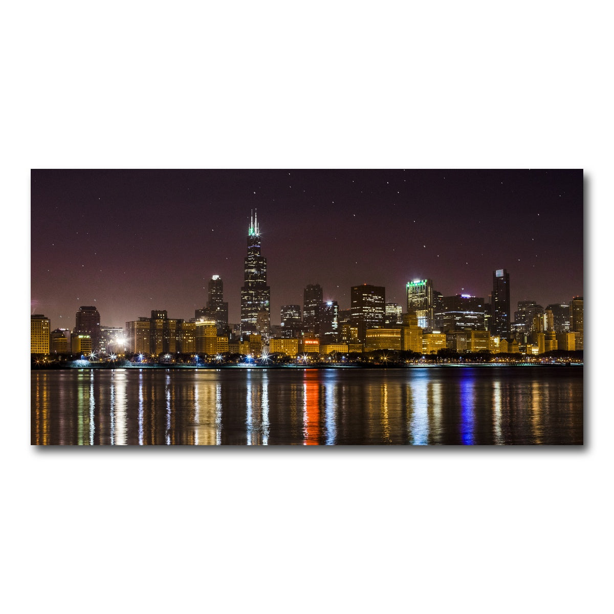 AUTO-MOCKUP WHITE | Chicago Skyline at Night | 1 Piece | Gallery Wrap Canvas | group=2x1