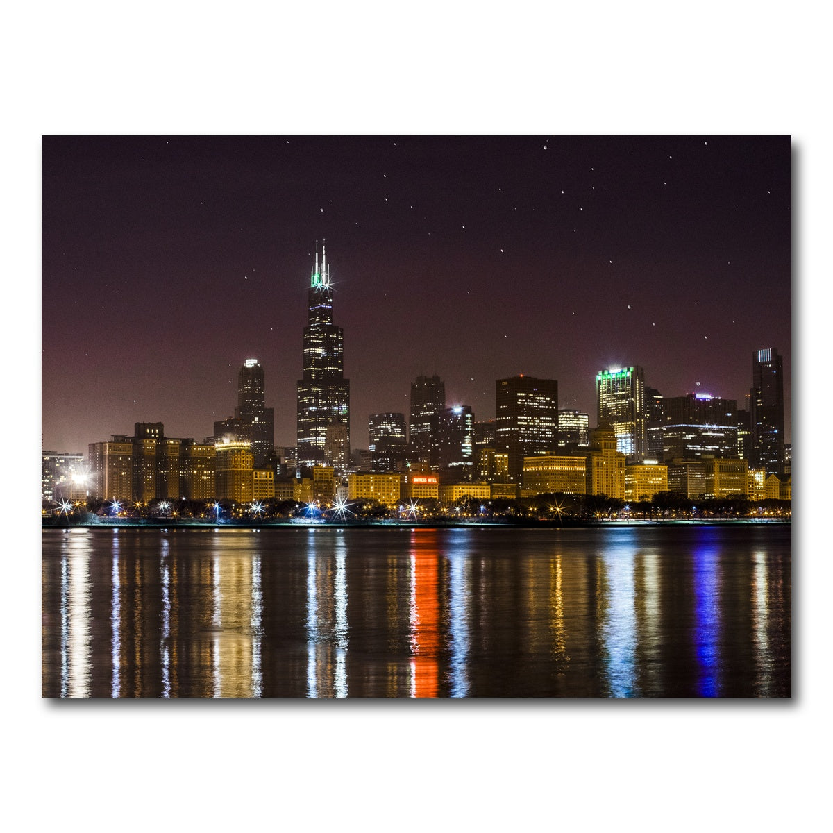 AUTO-MOCKUP WHITE | Chicago Skyline at Night | 1 Piece | Gallery Wrap Canvas | group=4x3