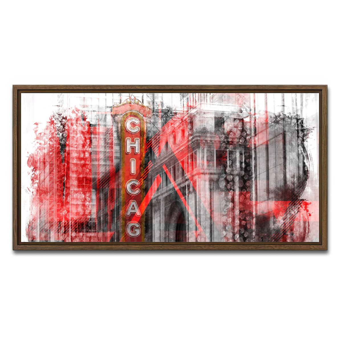 AUTO-MOCKUP WHITE | Chicago _ Geometric Mix No. 4 | 1 Piece | Walnut Framed Canvas | group=2x1