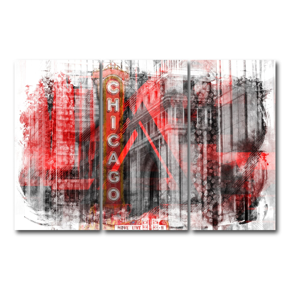 AUTO-MOCKUP WHITE | Chicago _ Geometric Mix No. 4 | 3 Piece | Gallery Wrap Canvas | group=12x24