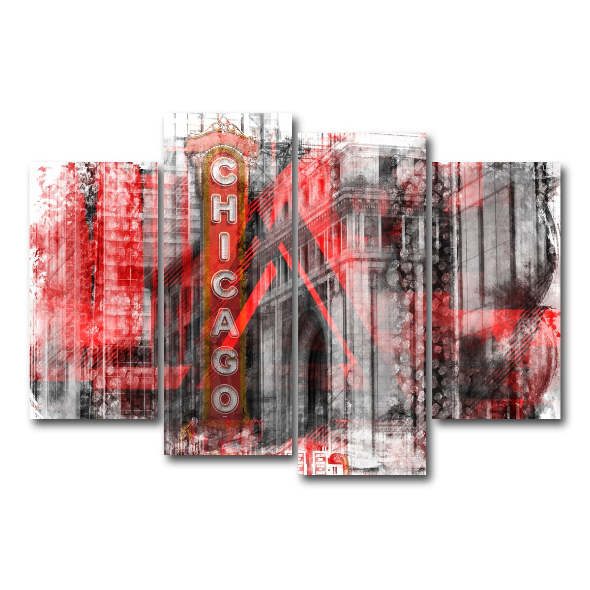 AUTO-MOCKUP WHITE | Chicago _ Geometric Mix No. 4 | 4 Piece | Gallery Wrap Canvas | group=4_short