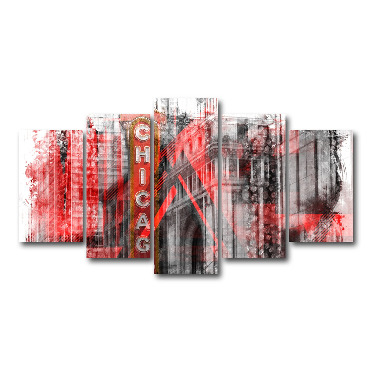 AUTO-MOCKUP WHITE | Chicago _ Geometric Mix No. 4 | 5 Piece | Gallery Wrap Canvas | group=5_normal