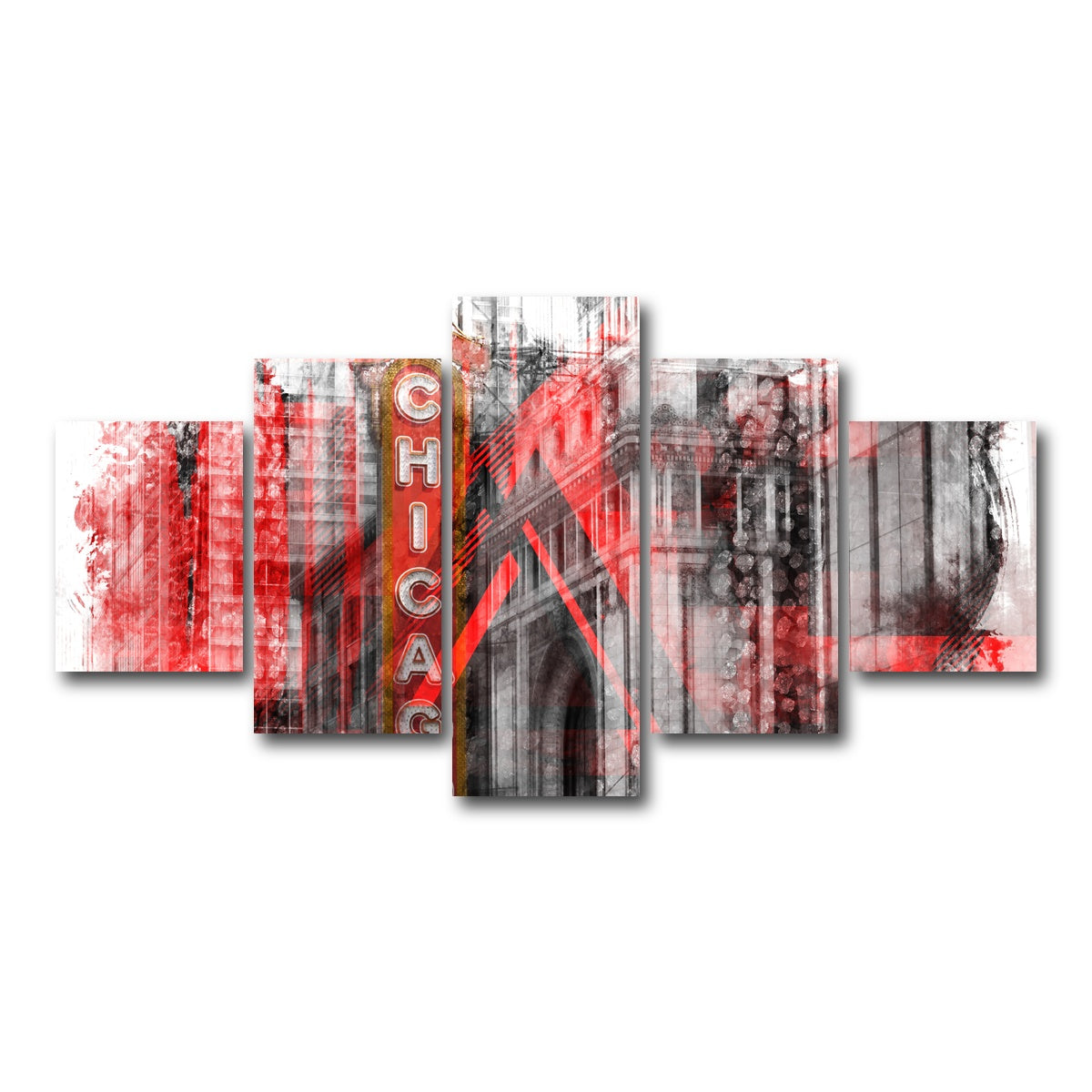 AUTO-MOCKUP WHITE | Chicago _ Geometric Mix No. 4 | 5 Piece | Gallery Wrap Canvas | group=5_short