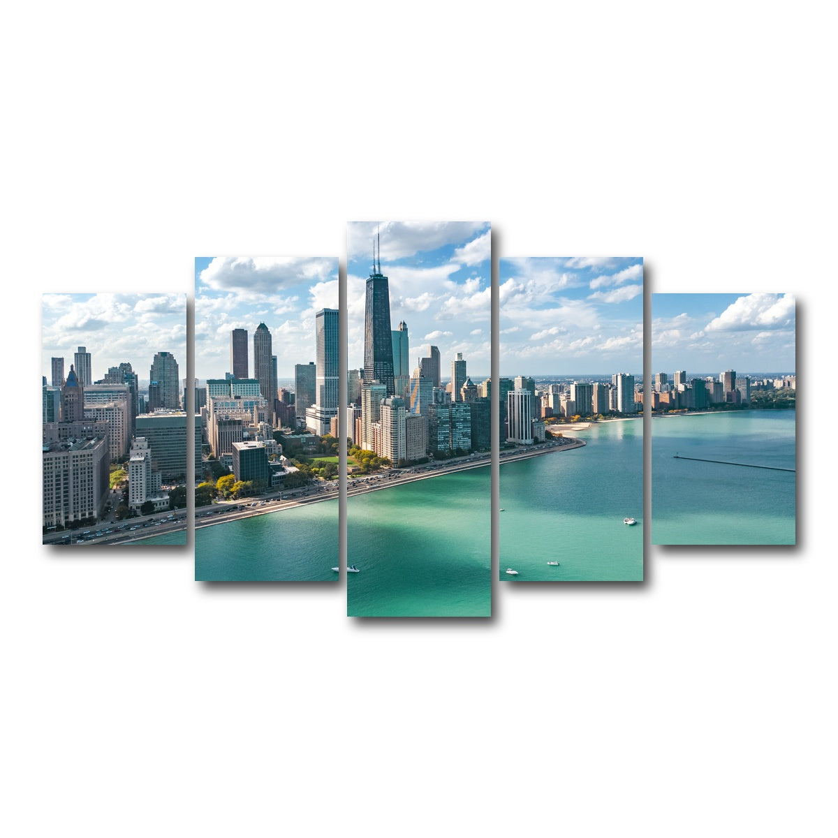 AUTO-MOCKUP WHITE | Chicago skyline aerial | 5 Piece | Gallery Wrap Canvas | group=5_normal