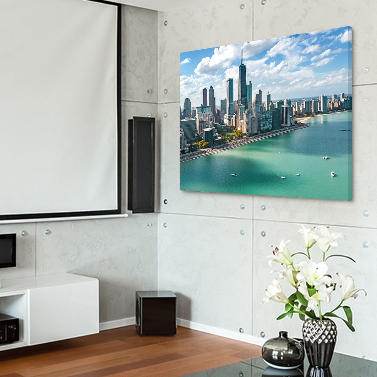 Chicago Skyline Aerial Wall Art